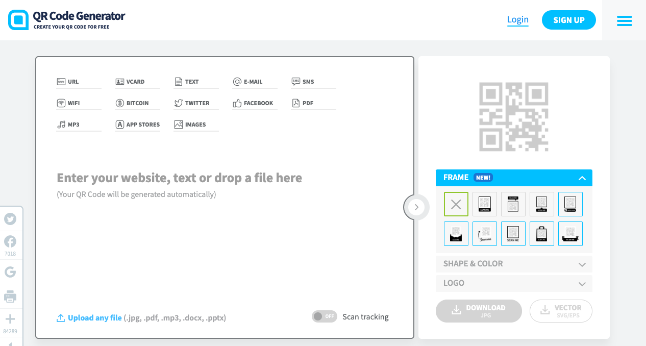 Advanced QR code options · qReveal